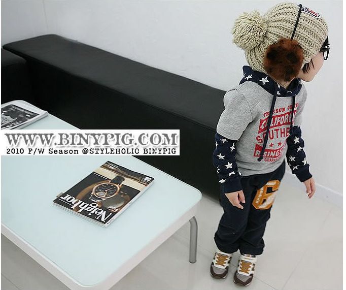 2012 Free shipping Children cool fashion star pattern 4pcs/lot boys girls kids sweatershirts hoodies KT012 Wholesale