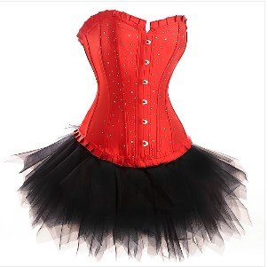 2012 free shipping high-grade red of Gothic corset bodice skirt S-2XL plant suppliers