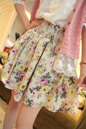 2012 Free shipping hot sale 2 color women lady retro flower relaxed elastic waist Culottes high waisted s481