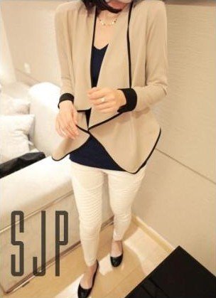 2012 Free shipping hot sale Fashion splicing color Long sleeve shoulder pads short coat s582