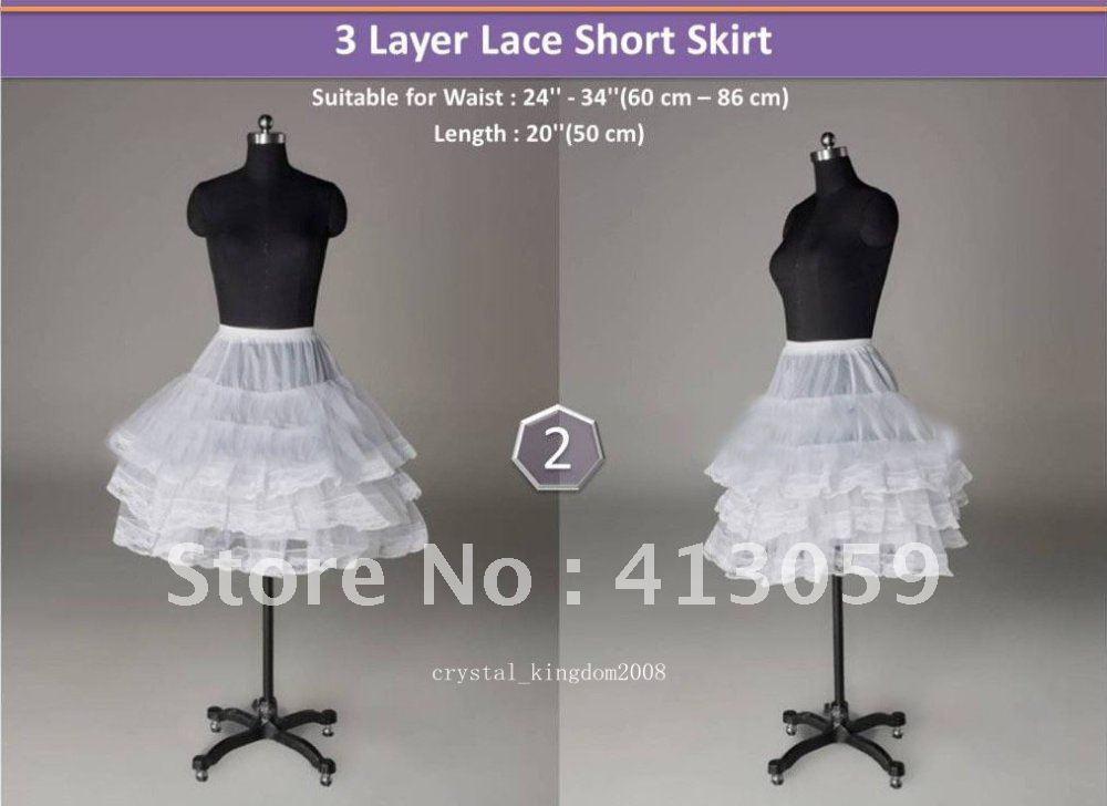 2012 free shipping Hot sale  NEW beauty 3 Layer lace Short Skirt Crinoline wedding DRESS Petticoat/Underskirt