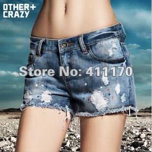 2012 Free shipping Hotsale Summer Women Short Jeans,low hole fashion jeans short for women