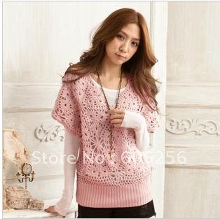 2012 Free Shipping Knitwear poncho Handmade Sweater Wool Bat Loose Short Sleeve Knitwear Sweater 3 Colors