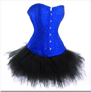 2012 free shipping luxury blue Gothic tight corset bodice skirt S-2XL plant suppliers