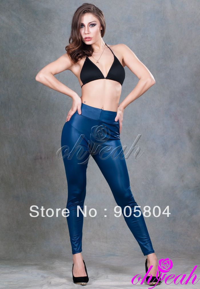 2012 Free shipping new fashion retail and wholesale bule sexy leggings leather cloak pants solid ladies pants T2130