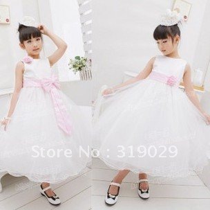 2012 Free shipping New flower girl dresses girls party dress casual wear children's wear new 2012 girls fashion lowest price