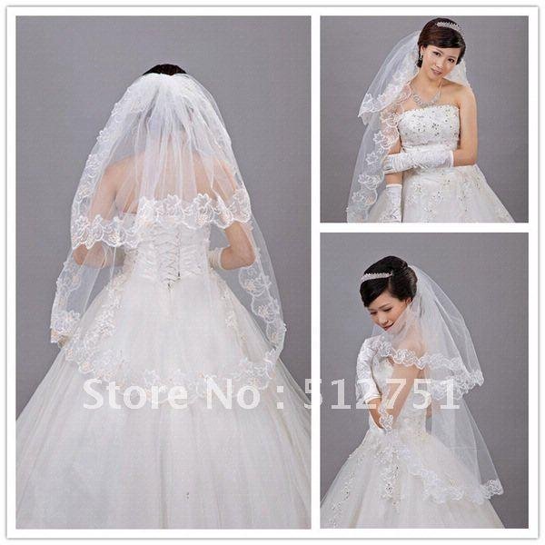 2012 Free shipping Real In Stock 2 Layers tulle veil Bridal Veils Veil For Wedding Dresses Bridal Gowns TS022