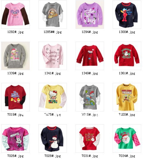 2012 Free shipping santa design  Kids' long sleeve t shirt /new design children cotton tee/  ts-001