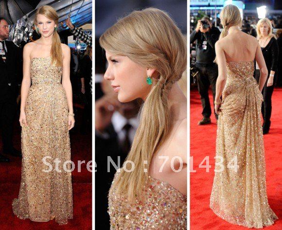 2012 Free shipping !Sexy A-line strapless floor-length High quality Celebrity Dresses M160
