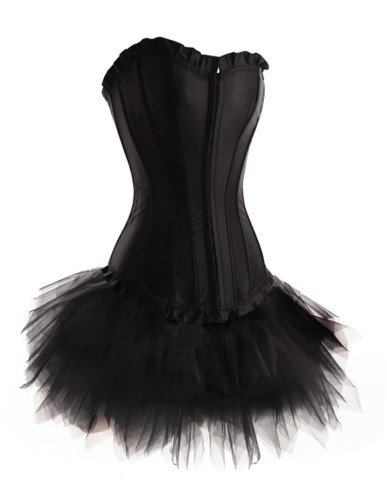 2012 free shipping sexy black satin the tight corset Gothic corset skirt S-2XL plant suppliers