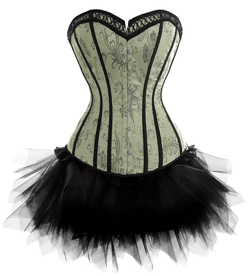 2012 free shipping sexy light green corset Gothic corset skirt S-2XL plant suppliers