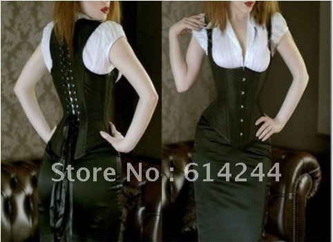 2012 free shipping sexy tight black corset corset vest body sculpting full steel reinforced back back good