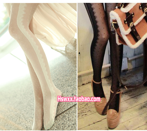 2012 Free shipping ! Vintage ultra-thin transparent black milky dot jacquard rompers wire socks female socks