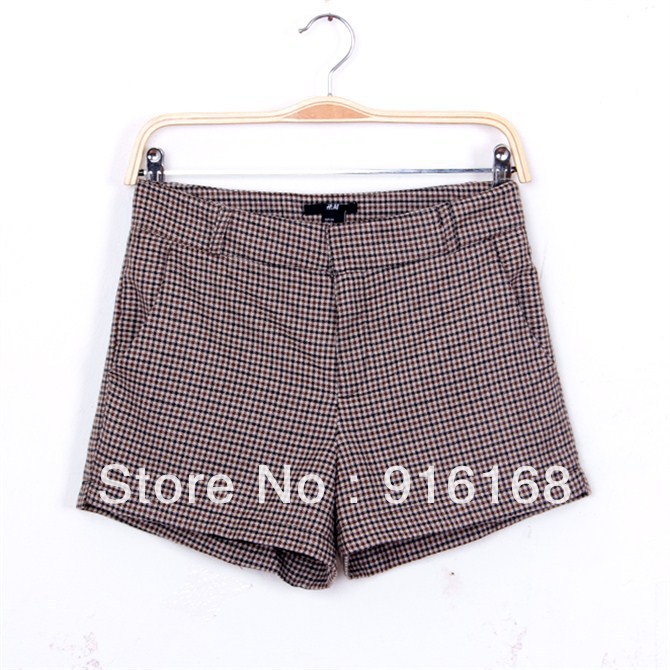 2012 Free shipping western fashion version lattice shorts British style houndstooth as brand quality women's short boots pants