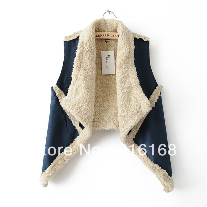 2012 FREE SHIPPING western new fashion women chamois leather sheep fur vest same brand quality sheep cotton vest