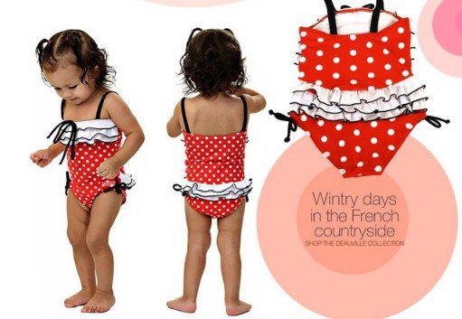 2012 free shipping wholesale cute baby swimwear one piece dot print ruffles ornament girl swimwear