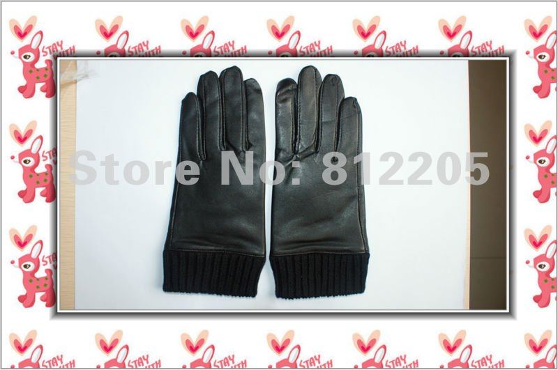 2012 Free shipping Wholesale ladies/women fashion genuine black leather gloves 015-1
