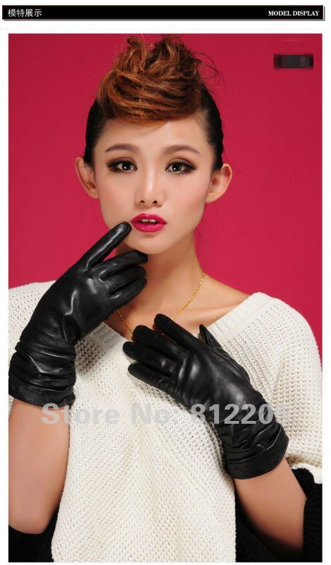 2012 Free shipping Wholesale ladies/women fashion genuine  colorful goat leather gloves 078-1