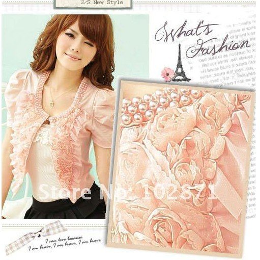 2012 Free Shipping women Rose petals small shawl jacket ladies coat Women's Suit ,3 colors