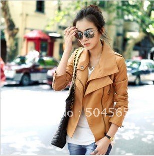 2012 Free Shipping Women's Motorcycle Leather Jackets PU Leather Fashion Coat Autumn Winter Wear