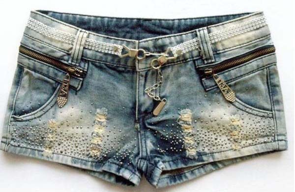 2012 Free Shipping Zipper Paillette Ornament Pockets Shorts For Summer Free Size Denim Shorts Women WF13012501