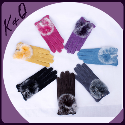 2012 FreeShipping Genuine Leather Lady's Mitten With Rabbit Fur GL00943 Size of M L with Various colour Manufacturer Droshipping