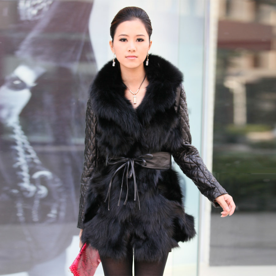 2012 fur casual medium-long fox fur coat female d-115