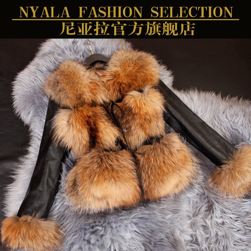 2012 fur casual o-neck raccoon fur coat female d107