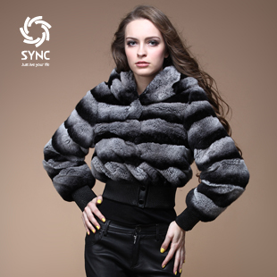 2012 fur coat,Fashion Chinchilla style rex rabbit fur coat,Elegant Women's rex rabbit fur jacket coat free shipping FS01J