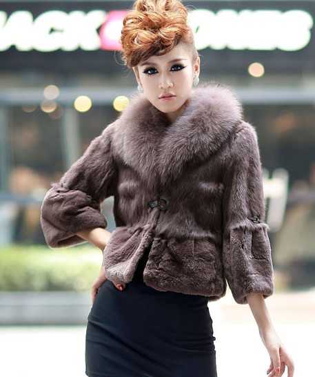 2012 fur coat fox large fur collar rex rabbit hair plush fashion noble real fur