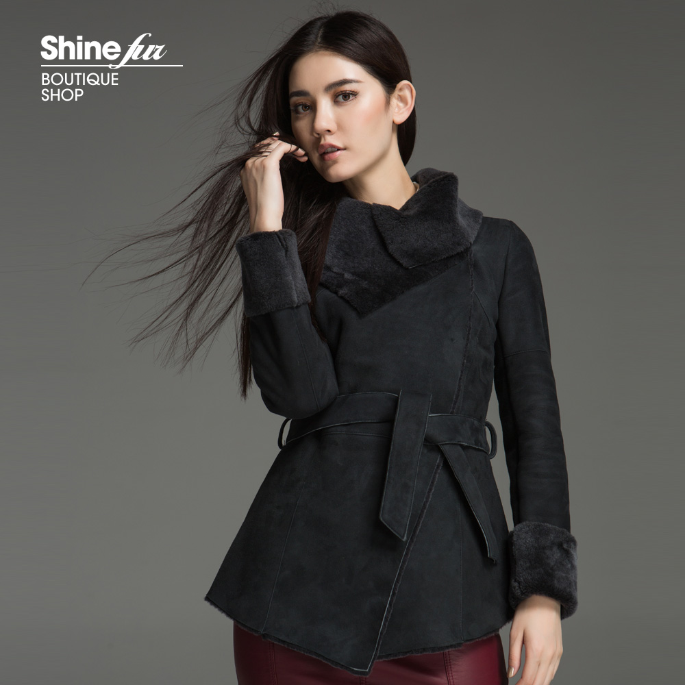 2012 fur coat wool and fur in one medium-long overcoat