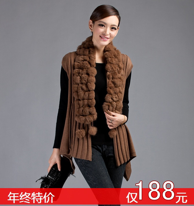 2012 fur collar cape elegant design sweater short rabbit fur ball sweater cardigan 8366