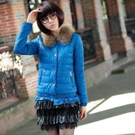 2012 fur collar leather wadded jacket PU cotton-padded Women gentlewomen leather cotton-padded jacket short design outerwear