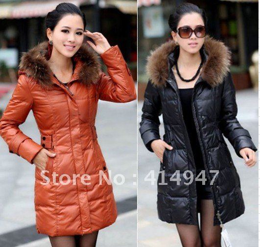 2012 fur collar thickening down coat ladies medium-long jacket outwear fashion coat Free Shipping 2089