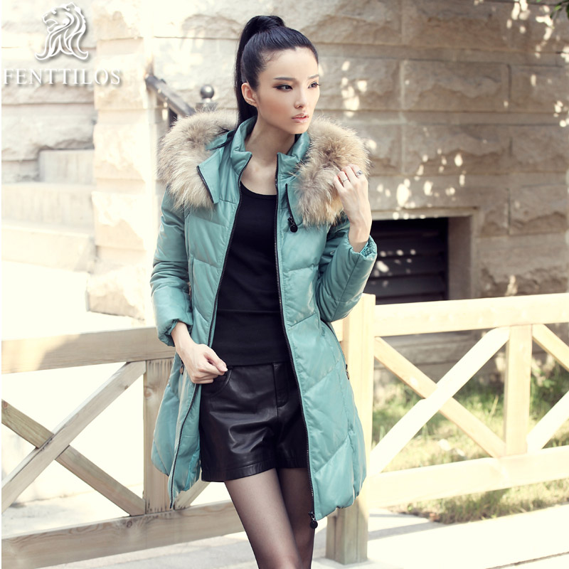 2012 fur down coat medium-long female raccoon fur genuine leather overcoat high quality sheepskin outerwear p65
