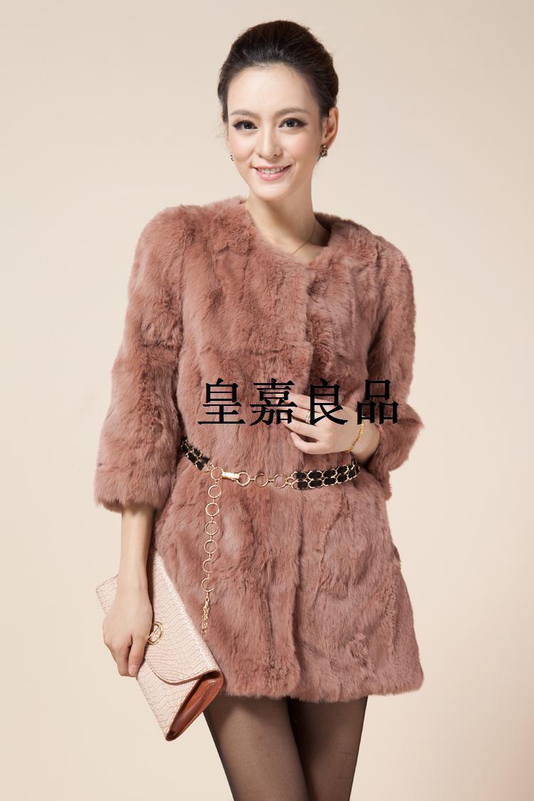 2012 fur female medium-long winter rabbit fur slim overcoat outerwear