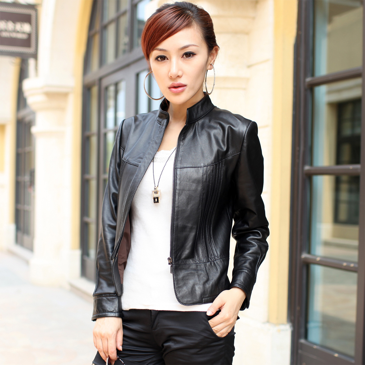 2012 genuine leather clothing female genuine leather sheepskin women's outerwear lj819