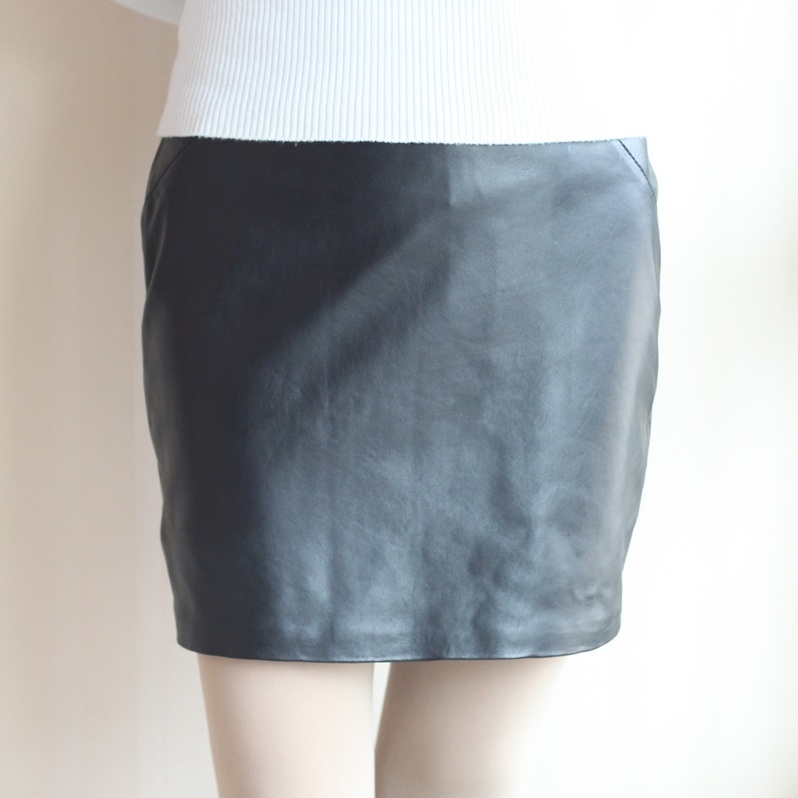 2012 genuine leather sheepskin short skirt cotton sheepskin step skirt slim hip simple leather skirt