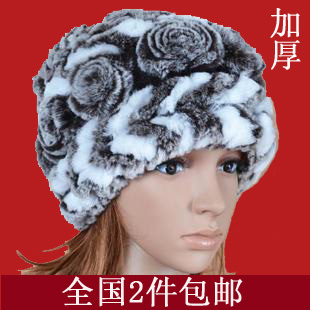 2012 genuine rex rabbit fur hat Women winter floral Cap Female Headgear Free shipping