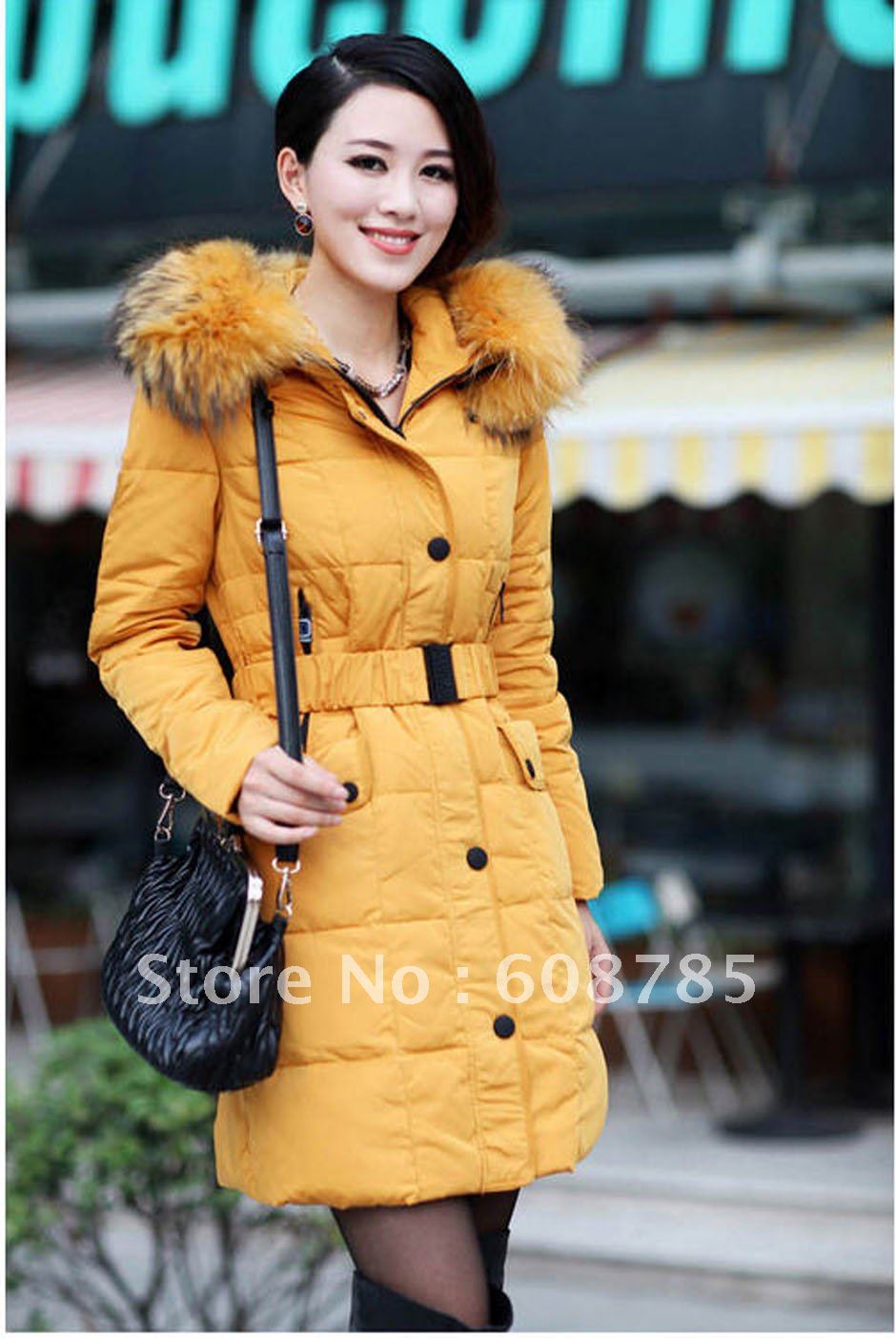 2012 Girdear high quality women's down jacket medium-long thickening fur collar outerwear parka free shipping B0327