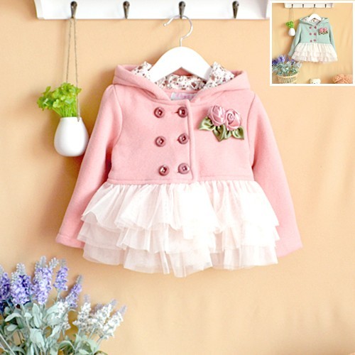 2012 girls clothing baby princess double breasted trench yarn tulle dress outerwear thickening