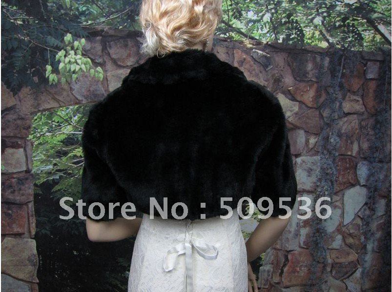 2012  Gorgeous  Black elbow length sleeve faux fur bolero jacket    Size:S,M,L,XL