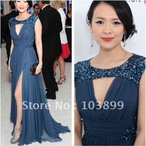 2012 Gorgeous Sequined Long Ziyi Zhang's Dress for Oscar