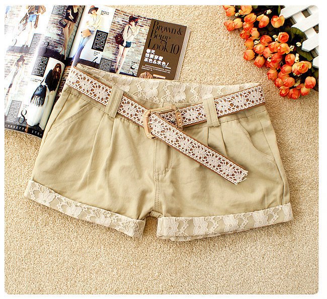 2012 gossip fashion lace elegant laciness roll up hem casual shorts