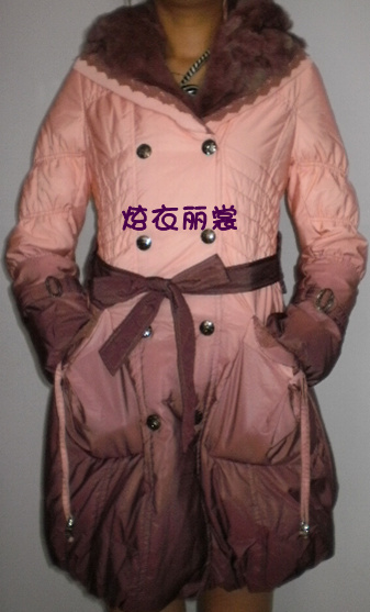 2012 gradient color medium-long rex rabbit hair elena down coat long design e104c267