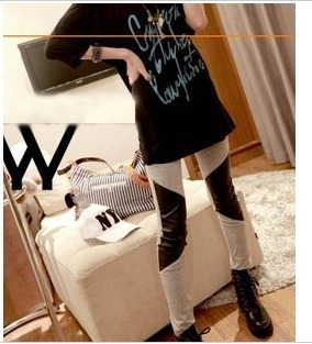 2012 grey cotton knee leather ankle length trousers legging