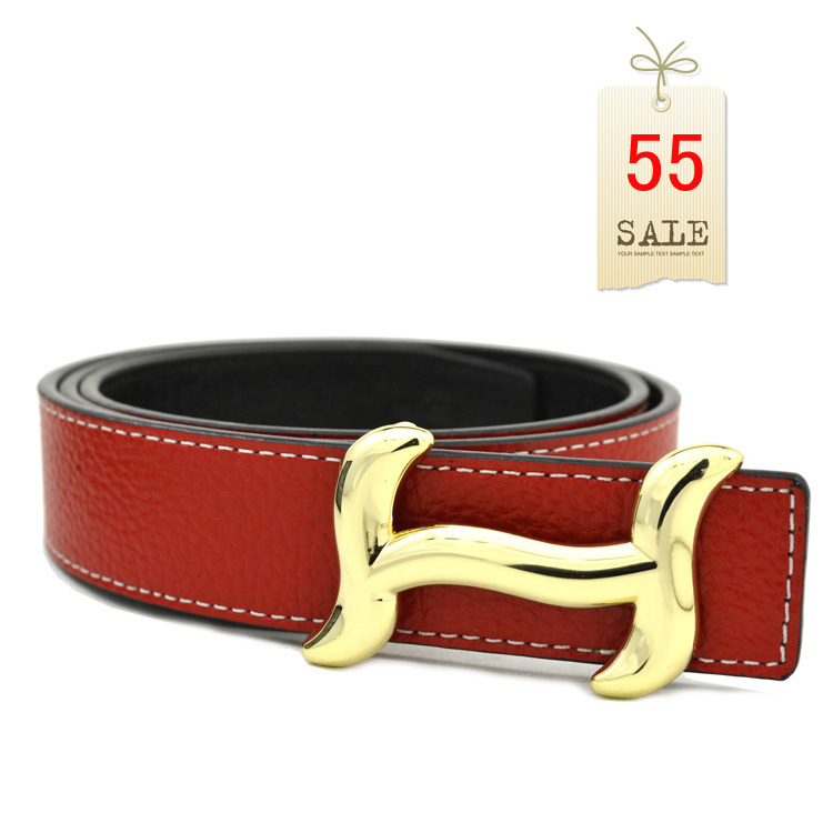 2012 H strap genuine leather casual belt Women fashion all-match strap cowhide smooth buckle double faced