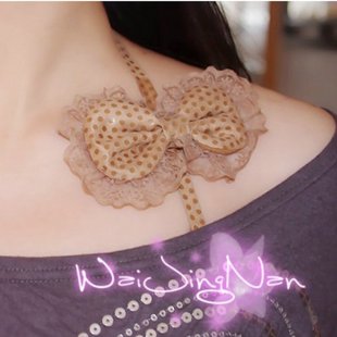 2012 halter-neck shoulder strap paillette lace decoration bow underwear shoulder strap fashion pectoral girdle b563