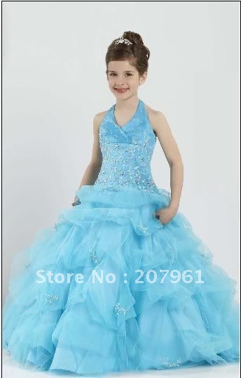 2012  Halter princess flower girl dress Custom-made FF548