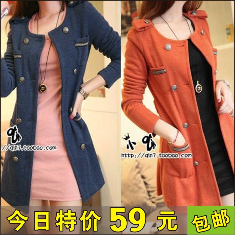 2012 handsome fashion double breasted medium-long outerwear trench